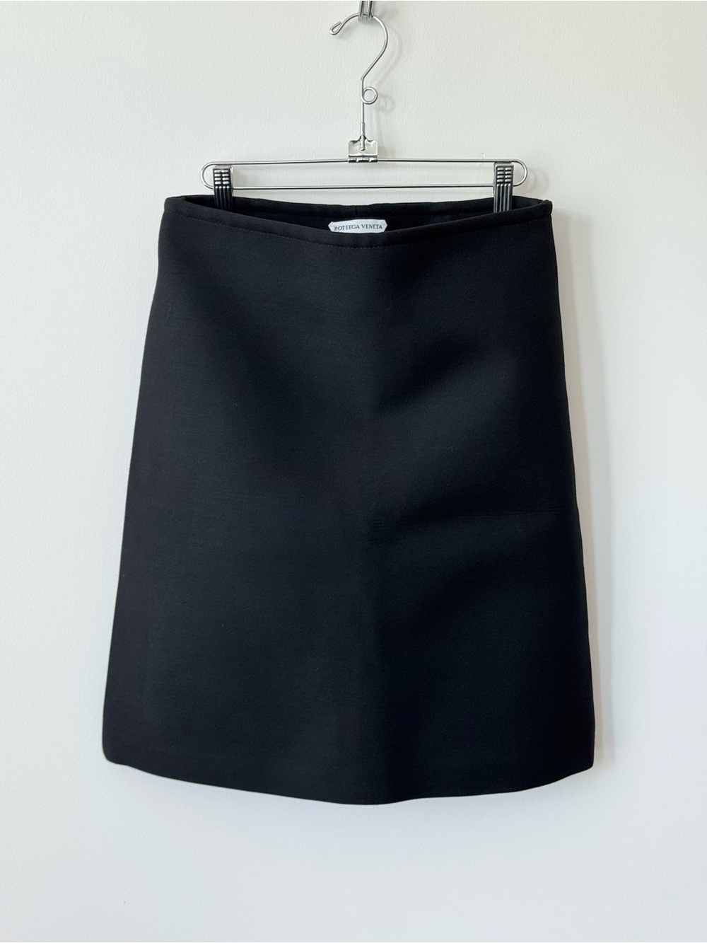 Bottega Veneta Black A-Line Skirt in a Structured Wool Blend Fabric - Size 38IT